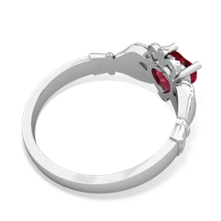 Lab Ruby Claddagh 14K White Gold ring R2370