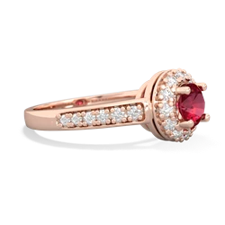 Lab Ruby Diamond Halo 14K Rose Gold ring R5370