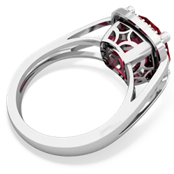 Lab Ruby Art Deco Cocktail 14K White Gold ring R2498