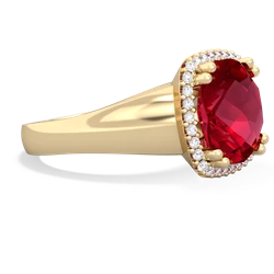 Lab Ruby Halo Cocktail 14K Yellow Gold ring R2544