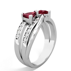 Lab Ruby Bowtie 14K White Gold ring R2360