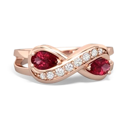 Lab Ruby Diamond Infinity 14K Rose Gold ring R5390