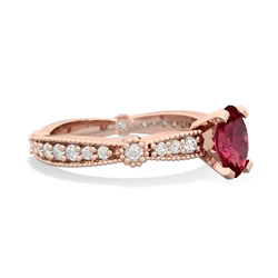 Lab Ruby Sparkling Tiara 7X5mm Oval 14K Rose Gold ring R26297VL