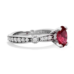 Lab Ruby Sparkling Tiara 8X6 Oval 14K White Gold ring R26298VL