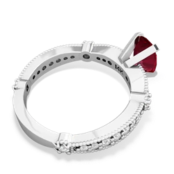 Lab Ruby Sparkling Tiara 8X6 Oval 14K White Gold ring R26298VL