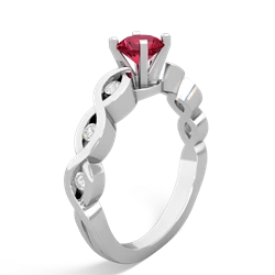 Lab Ruby Infinity 5Mm Round Engagement 14K White Gold ring R26315RD