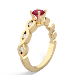 Lab Ruby Infinity 5Mm Round Engagement 14K Yellow Gold ring R26315RD