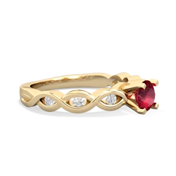 Lab Ruby Infinity 5Mm Round Engagement 14K Yellow Gold ring R26315RD