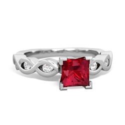 Lab Ruby Infinity 5Mm Square Engagement 14K White Gold ring R26315SQ