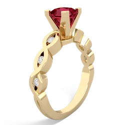 Lab Ruby Infinity 5Mm Square Engagement 14K Yellow Gold ring R26315SQ