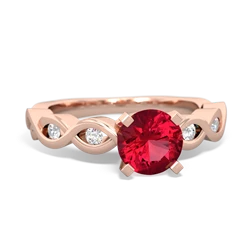 Lab Ruby Infinity 6Mm Round Engagement 14K Rose Gold ring R26316RD