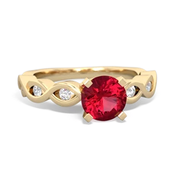 Lab Ruby Infinity 6Mm Round Engagement 14K Yellow Gold ring R26316RD