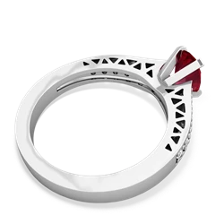 Lab Ruby Art Deco Engagement 7X5mm Oval 14K White Gold ring R26357VL