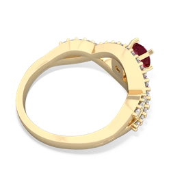 Lab Ruby Diamond Twist 5Mm Round Engagment  14K Yellow Gold ring R26405RD