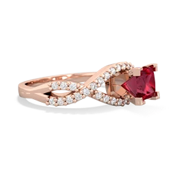 Lab Ruby Diamond Twist 5Mm Square Engagment  14K Rose Gold ring R26405SQ