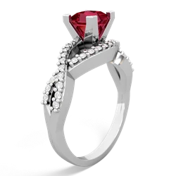 Lab Ruby Diamond Twist 5Mm Square Engagment  14K White Gold ring R26405SQ