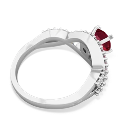 Lab Ruby Diamond Twist 6Mm Round Engagment  14K White Gold ring R26406RD