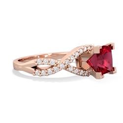 Lab Ruby Diamond Twist 6Mm Princess Engagment  14K Rose Gold ring R26406SQ