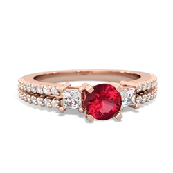 Lab Ruby Classic 5Mm Round Engagement 14K Rose Gold ring R26435RD