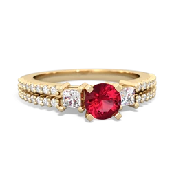 Lab Ruby Classic 5Mm Round Engagement 14K Yellow Gold ring R26435RD