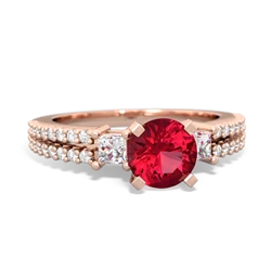 Lab Ruby Classic 6Mm Round Engagement 14K Rose Gold ring R26436RD