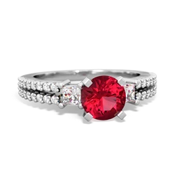 Lab Ruby Classic 6Mm Round Engagement 14K White Gold ring R26436RD