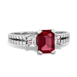 Lab Ruby Classic 7X5mm Emerald-Cut Engagement 14K White Gold ring R26437EM