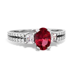 Lab Ruby Classic 7X5mm Oval Engagement 14K White Gold ring R26437VL