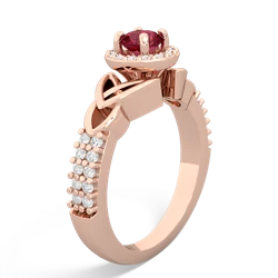 Lab Ruby Celtic Knot Halo 14K Rose Gold ring R26445RH