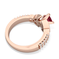 Lab Ruby Celtic Knot 5Mm Square Engagement 14K Rose Gold ring R26445SQ