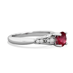 Lab Ruby Antique Elegance 14K White Gold ring R3100