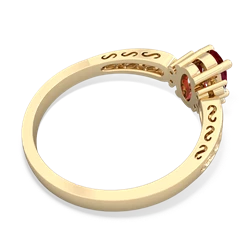 Lab Ruby Filligree Scroll Oval 14K Yellow Gold ring R0812