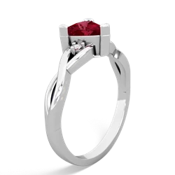 Lab Ruby Trillion Twist 14K White Gold ring R2104