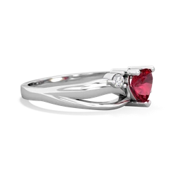 Lab Ruby Split Band Swirl 14K White Gold ring R2130