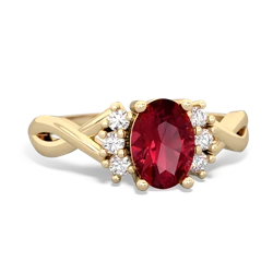 Lab Ruby Victorian Twist 14K Yellow Gold ring R2497