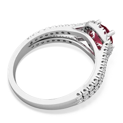 Lab Ruby Pave Halo 14K White Gold ring R5490