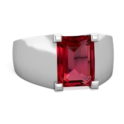 Lab Ruby Men's 14K White Gold ring R1836