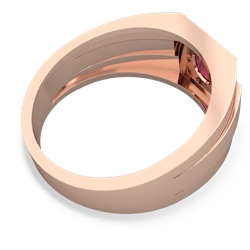 Lab Ruby Men's Squared Circle 14K Rose Gold ring R0480