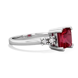 Lab Ruby Art Deco Princess 14K White Gold ring R2014