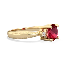 Lab Ruby Cushion Rope 14K Yellow Gold ring R2484