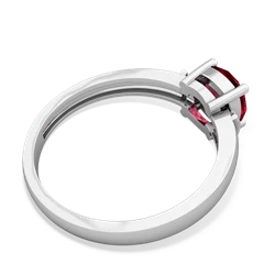 Lab Ruby Simply Elegant Cushion 14K White Gold ring R2489