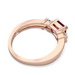 Lab Ruby Art Deco East-West 14K Rose Gold ring R2590