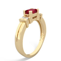 Lab Ruby Art Deco East-West 14K Yellow Gold ring R2590