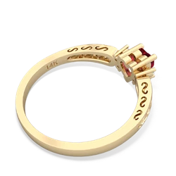 Lab Ruby Filligree Scroll Heart 14K Yellow Gold ring R2429