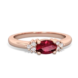 Lab Ruby Simply Elegant East-West 14K Rose Gold ring R2480