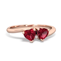 Lab Ruby Sweethearts 14K Rose Gold ring R5260