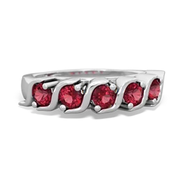 Lab Ruby Anniversary Band 14K White Gold ring R2089