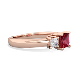 Lab Ruby Three Stone Trellis 14K Rose Gold ring R4015