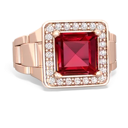 Lab Ruby Men's Watch 14K Rose Gold ring R0510