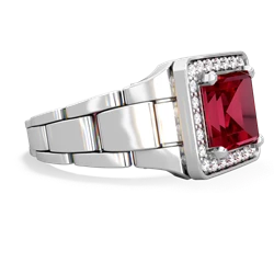 Lab Ruby Men's Watch 14K White Gold ring R0510